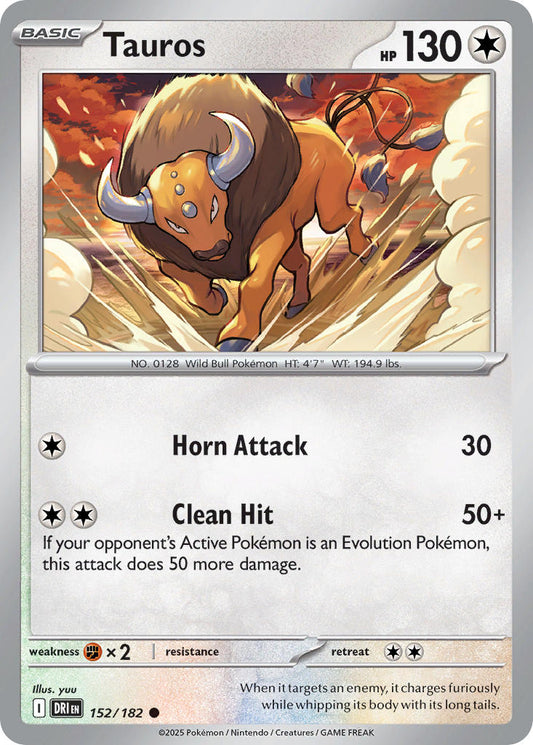 (152/182) Pokemon TCG Destined Rivals Single: Tauros  Reverse Holo Common