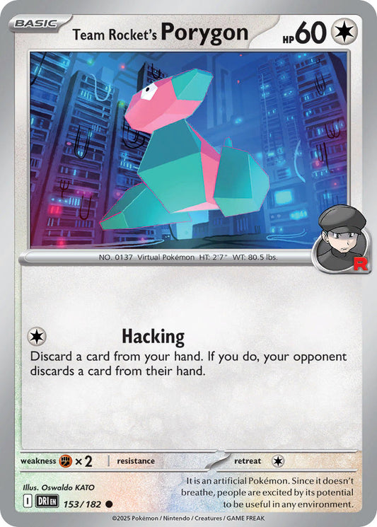 (153/182) Pokemon TCG Destined Rivals Single: Team Rocket's Porygon  Reverse Holo Common