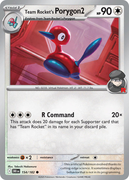 (154/182) Pokemon TCG Destined Rivals Single: Team Rocket's Porygon2  Reverse Holo Common
