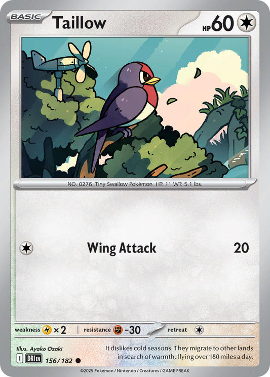 (156/182) Pokemon TCG Destined Rivals Single: Taillow  Reverse Holo Common