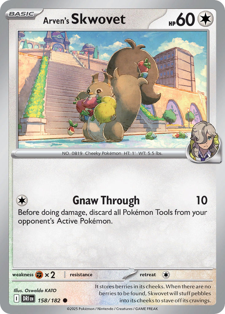 (158/182) Pokemon TCG Destined Rivals Single: Arven's Skwovet  Reverse Holo Common