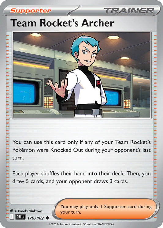 (170/182) Pokemon TCG Destined Rivals Single: Team Rocket's Archer  Uncommon