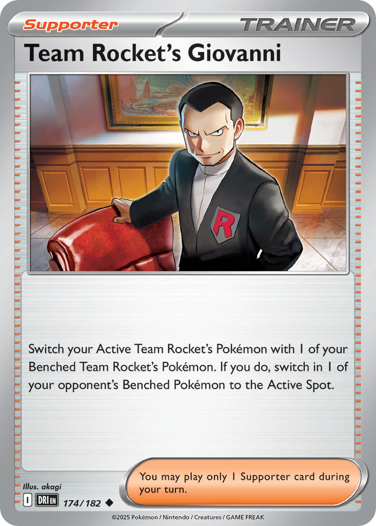 (174/182) Pokemon TCG Destined Rivals Single: Team Rocket's Giovanni  Uncommon