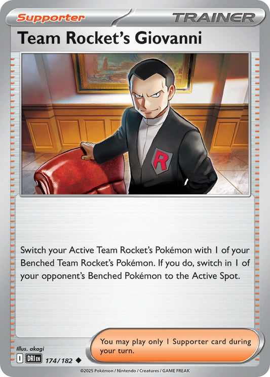 (174/182) Pokemon TCG Destined Rivals Single: Team Rocket's Giovanni  Uncommon