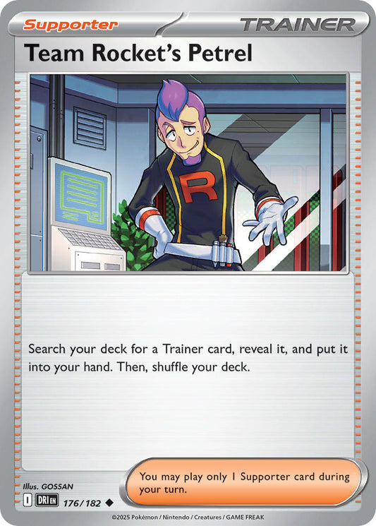 (176/182) Pokemon TCG Destined Rivals Single: Team Rocket's Petrel Reverse Holo Uncommon