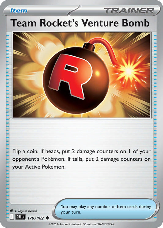 (179/182) Pokemon TCG Destined Rivals Single: Team Rocket's Venture Bomb Reverse Holo Uncommon