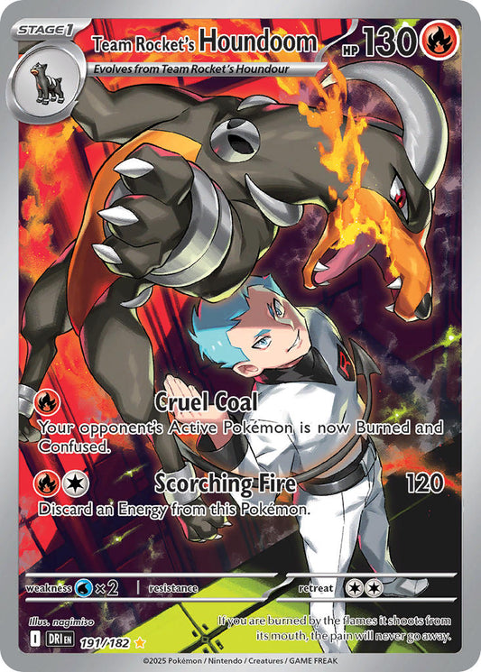 (191/182) Pokemon TCG Destined Rivals Single: Team Rocket's Houndoom   Illustration Rare