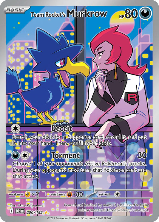 (200/182) Pokemon TCG Destined Rivals Single: Team Rocket's Murkrow   Illustration Rare