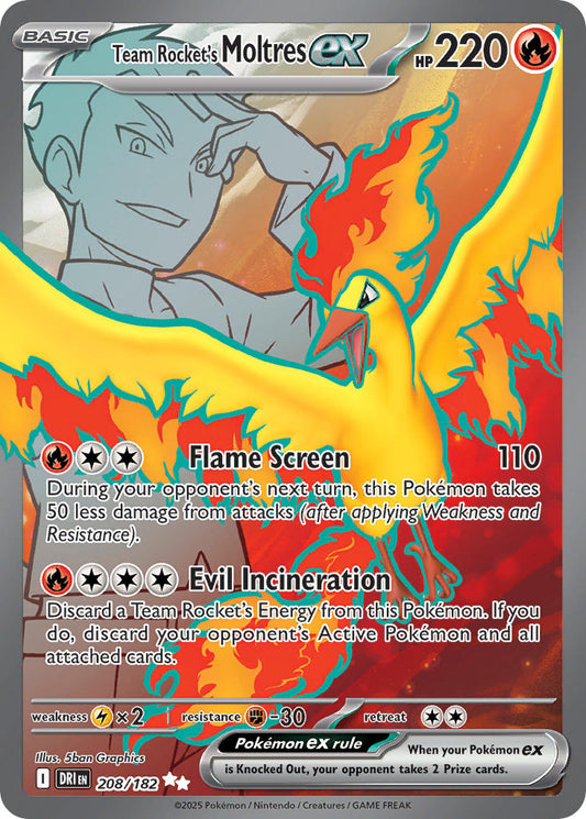 (208/182) Pokemon TCG Destined Rivals Single: Team Rocket's Moltres ex   Ultra Rare
