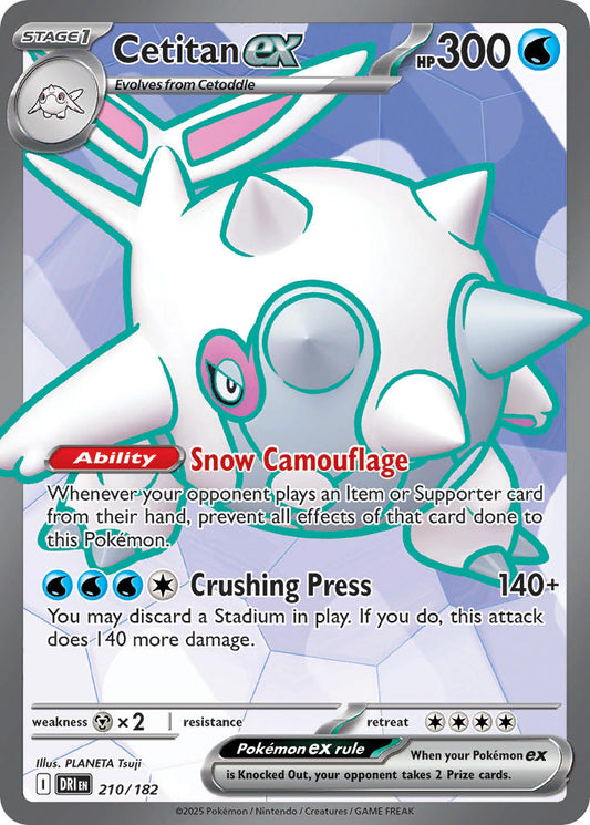 (210/182) Pokemon TCG Destined Rivals Single: Cetitan ex   Ultra Rare