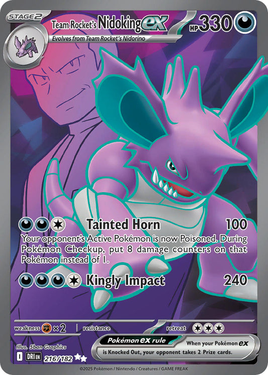 (216/182) Pokemon TCG Destined Rivals Single: Team Rocket's Nidoking ex   Ultra Rare