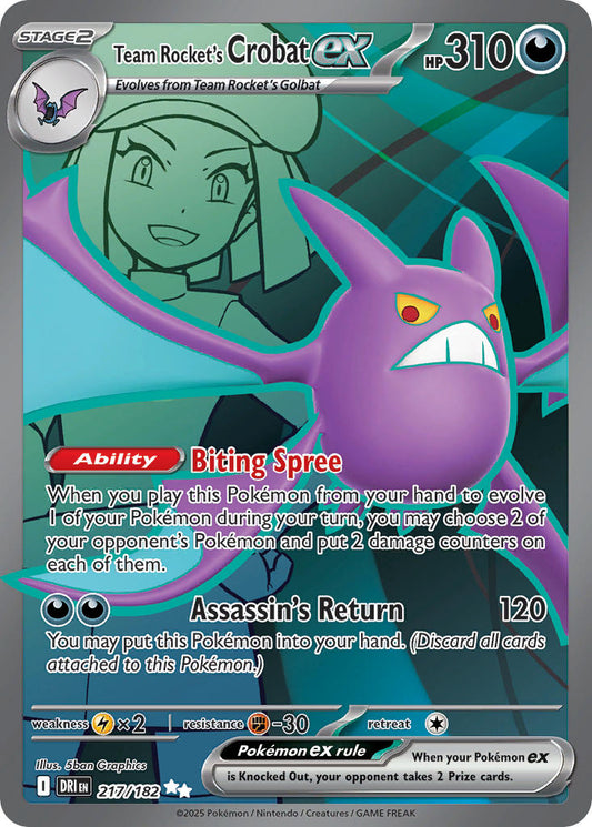 (217/182) Pokemon TCG Destined Rivals Single: Team Rocket's Crobat ex   Ultra Rare
