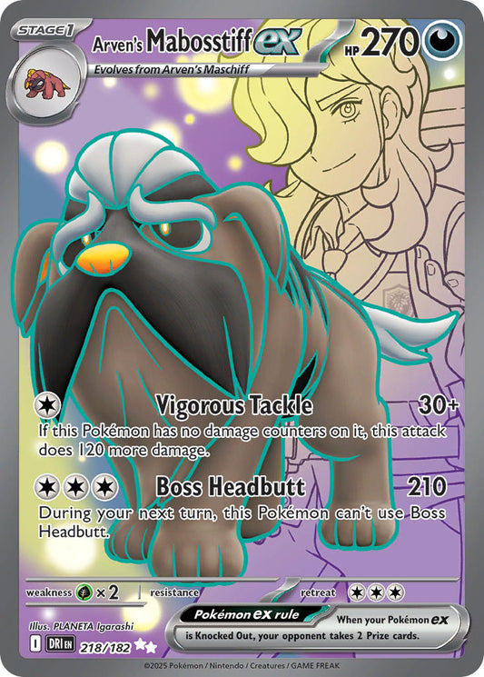 (218/182) Pokemon TCG Destined Rivals Single: Arven's Mabosstiff ex   Ultra Rare