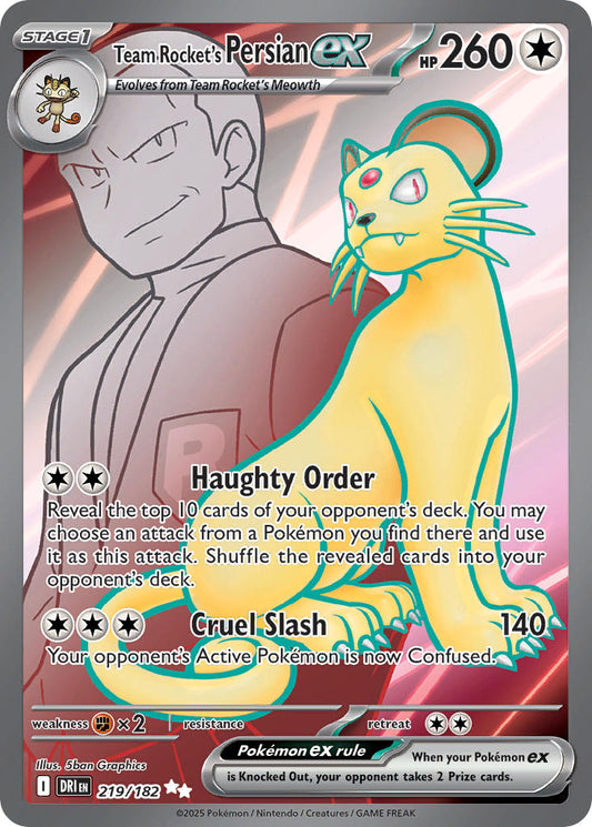 (219/182) Pokemon TCG Destined Rivals Single: Team Rocket's Persian ex   Ultra Rare