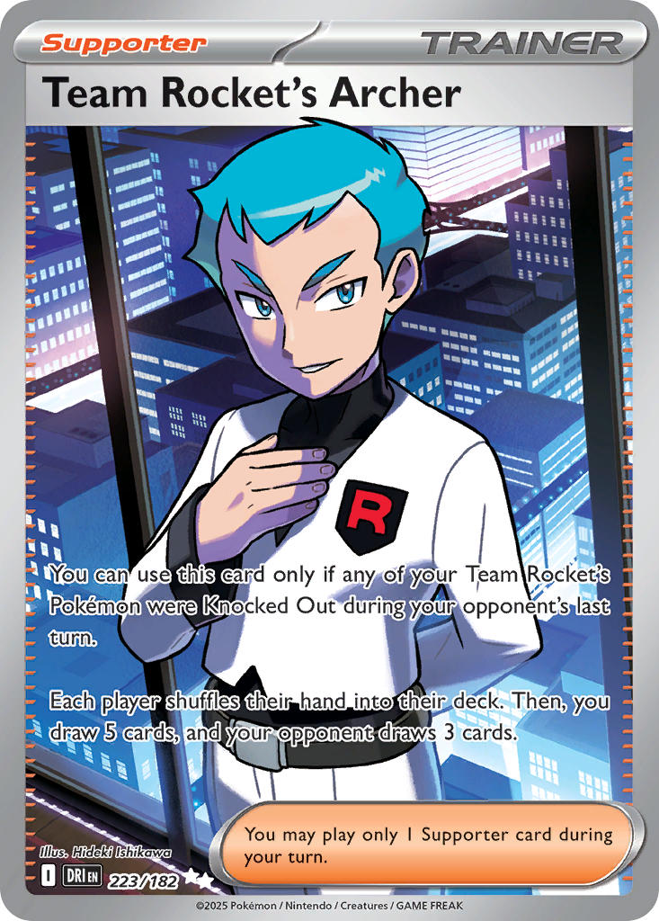 (223/182) Pokemon TCG Destined Rivals Single: Team Rocket's Archer  Ultra Rare