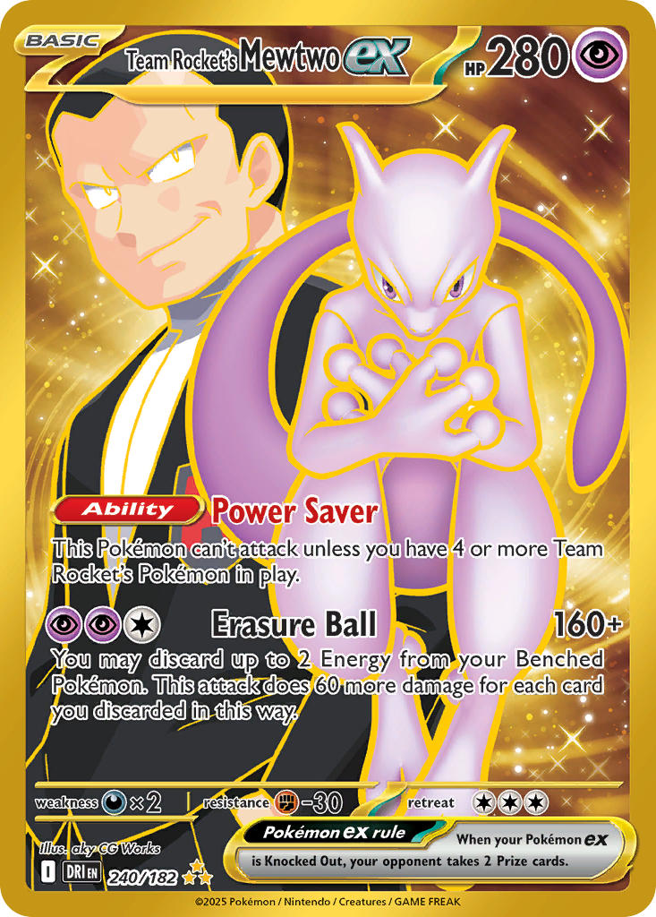(240/182) Pokemon TCG Destined Rivals Single: Team Rocket's Mewtwo ex   Secret Rare