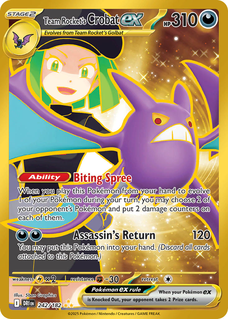 (242/182) Pokemon TCG Destined Rivals Single: Team Rocket's Crobat ex   Secret Rare