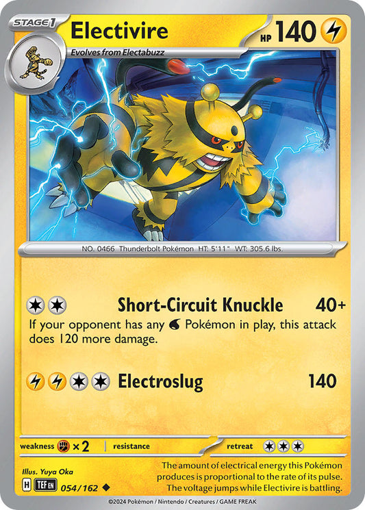 (054/162) Pokemon TCG Temporal Forces Single: Electivire  Reverse Holo Uncommon