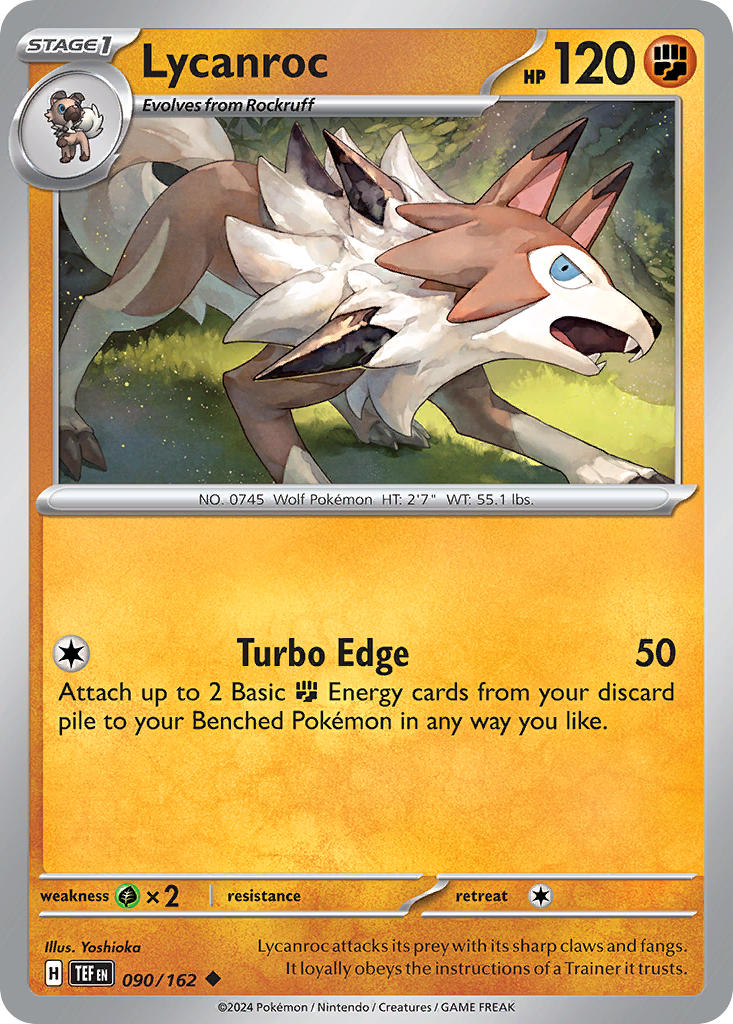 (090/162) Pokemon TCG Temporal Forces Single: Lycanroc  Reverse Holo Uncommon