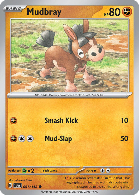 (091/162) Pokemon TCG Temporal Forces Single: Mudbray  Reverse Holo Common