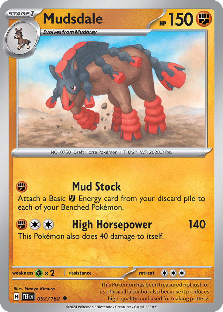 (092/162) Pokemon TCG Temporal Forces Single: Mudsdale   Uncommon