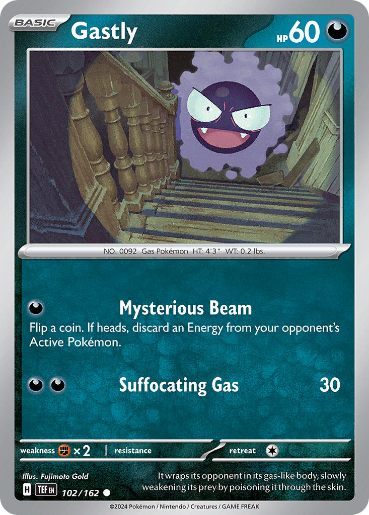 (102/162) Pokemon TCG Temporal Forces Single: Gastly  Reverse Holo Common