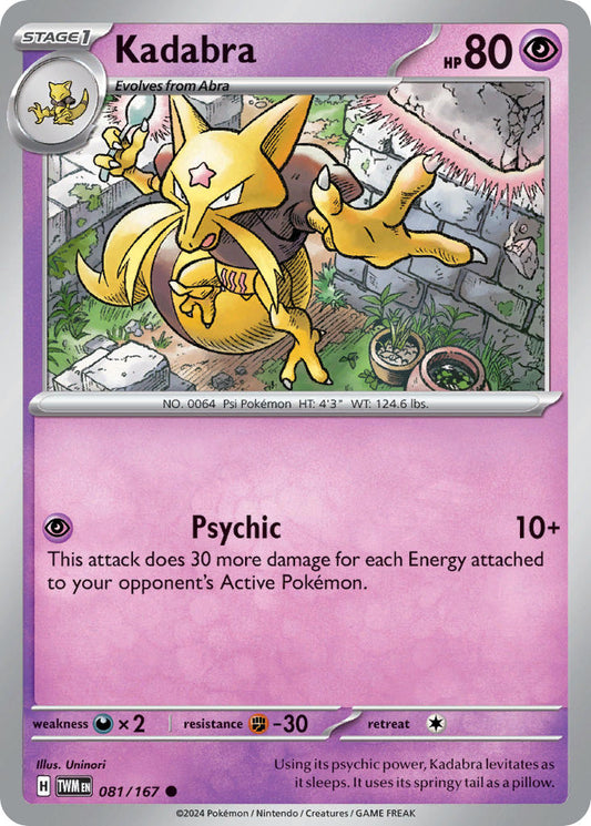 (081/167) Pokemon TCG Twilight Masquerade Single: Kadabra  Reverse Holo Common