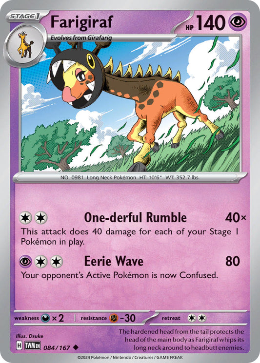 (084/167) Pokemon TCG Twilight Masquerade Single: Farigiraf   Uncommon
