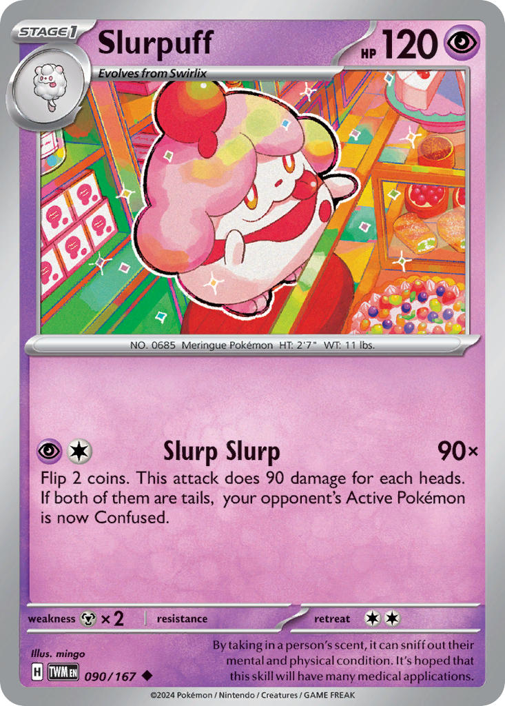 (090/167) Pokemon TCG Twilight Masquerade Single: Slurpuff  Reverse Holo Uncommon