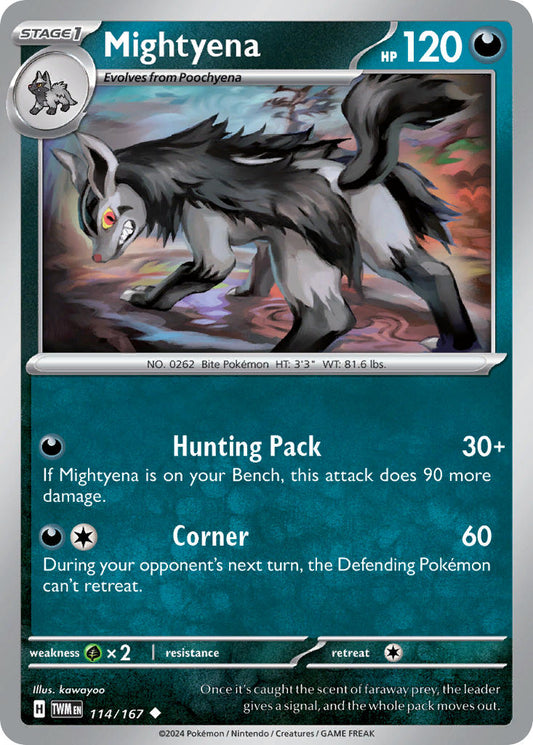 (114/167) Pokemon TCG Twilight Masquerade Single: Mightyena   Uncommon