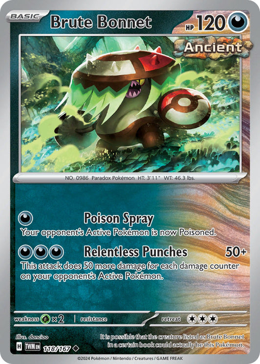 (118/167) Pokemon TCG Twilight Masquerade Single: Brute Bonnet   Uncommon
