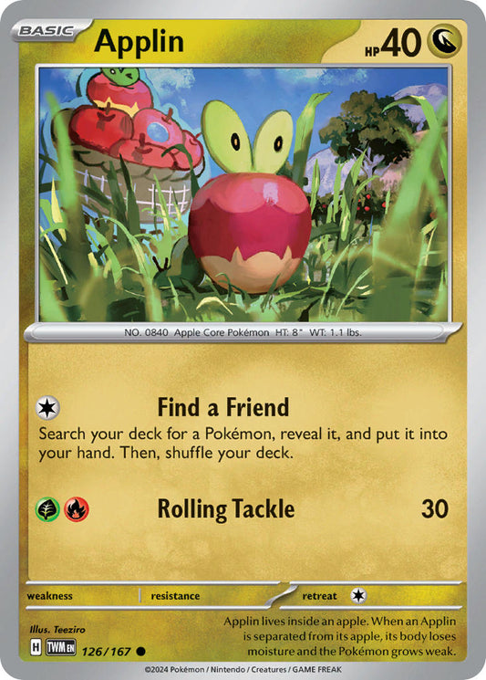 (126/167) Pokemon TCG Twilight Masquerade Single: Applin   Common
