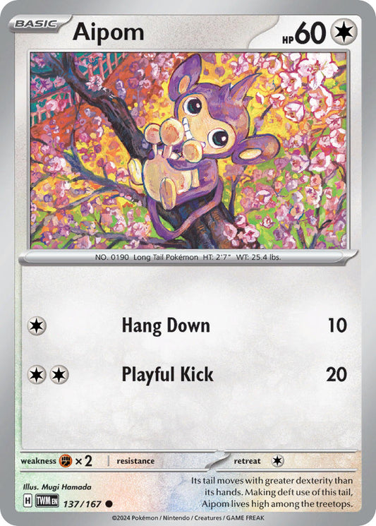 (137/167) Pokemon TCG Twilight Masquerade Single: Aipom   Common