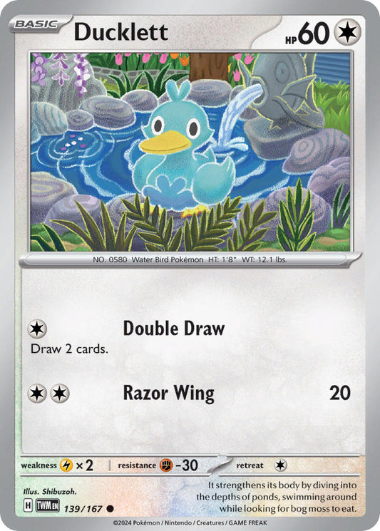 (139/167) Pokemon TCG Twilight Masquerade Single: Ducklett   Common