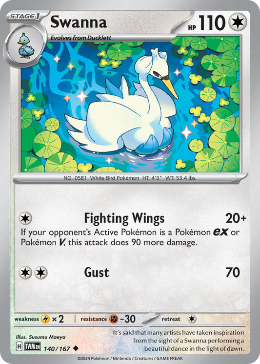 (140/167) Pokemon TCG Twilight Masquerade Single: Swanna   Uncommon