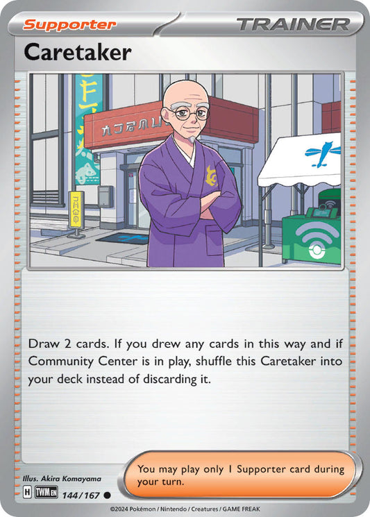 (144/167) Pokemon TCG Twilight Masquerade Single: Caretaker  Common