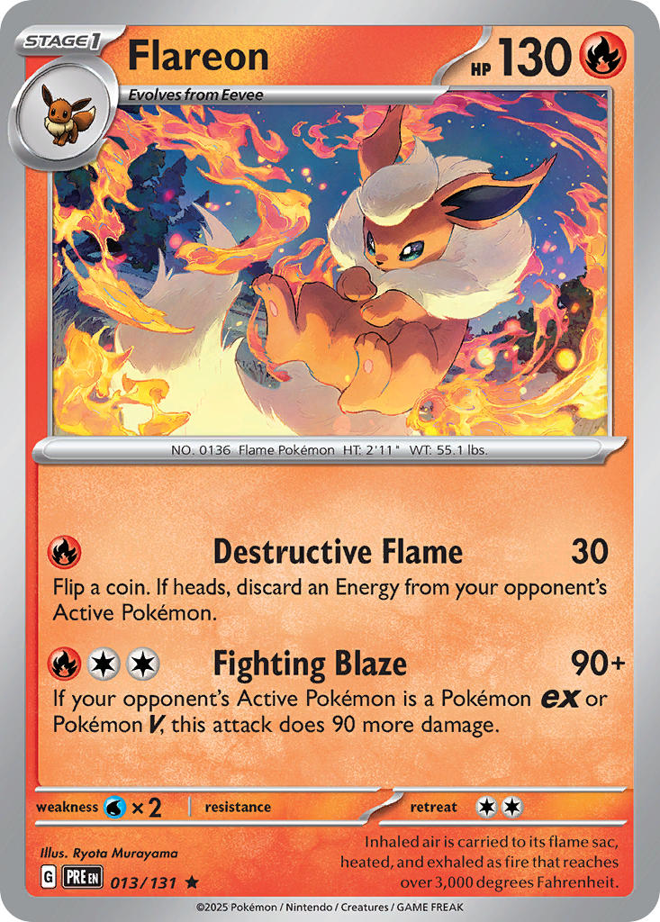 (013/131) Pokemon TCG Prismatic Evolutions Single: Flareon  Reverse Holo Rare