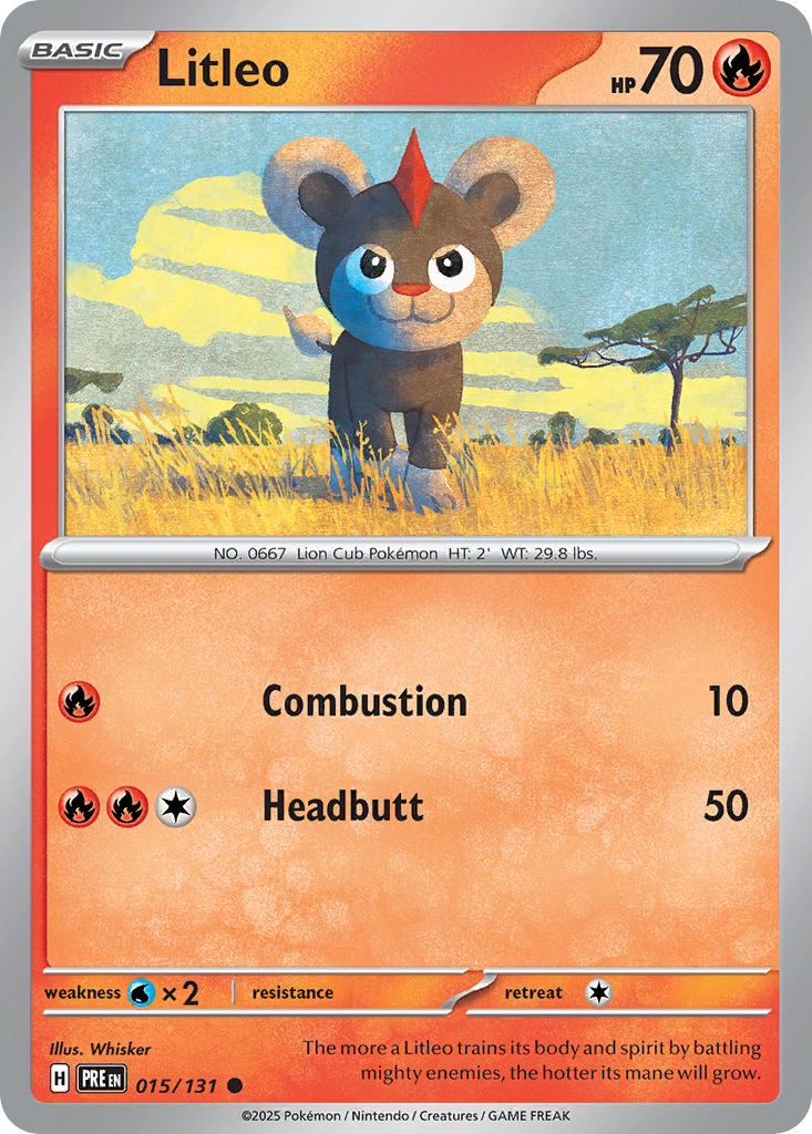 (015/131) Pokemon TCG Prismatic Evolutions: Additionals Single: Litleo   Common (Poke Ball)