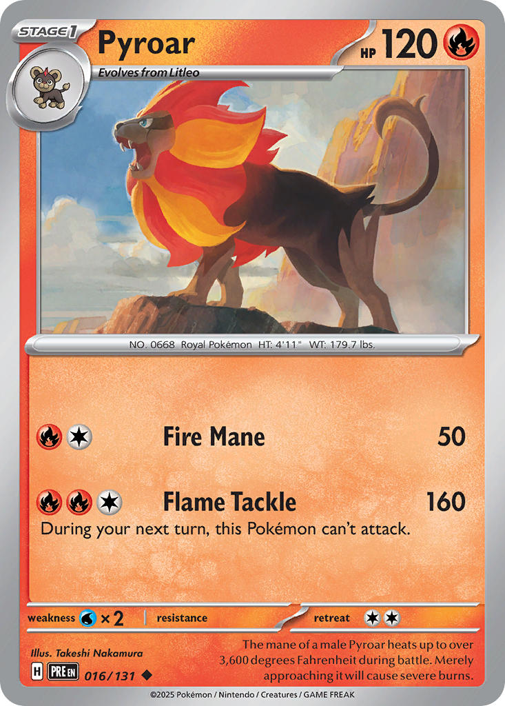 (016/131) Pokemon TCG Prismatic Evolutions Single: Pyroar   Uncommon