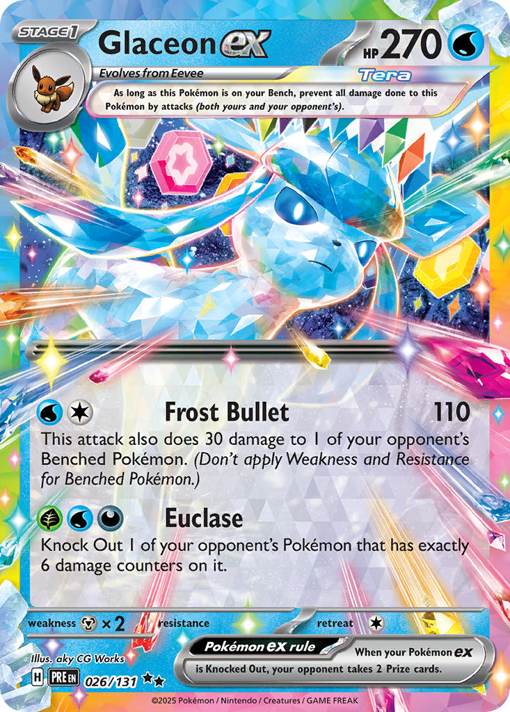 (026/131) Pokemon TCG Prismatic Evolutions: Additionals Single: Glaceon ex   Promo (Surprise Box Stamped Promo)