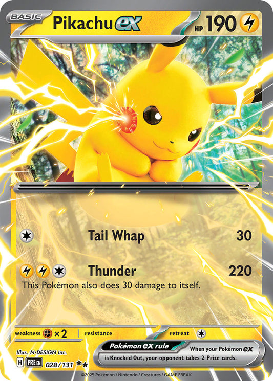 (028/131) Pokemon TCG Prismatic Evolutions Single: Pikachu ex   Double Rare