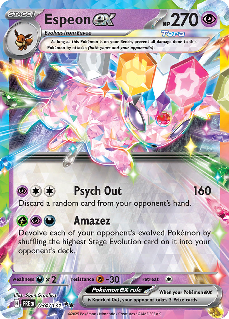 (034/131) Pokemon TCG Prismatic Evolutions Single: Espeon ex   Double Rare