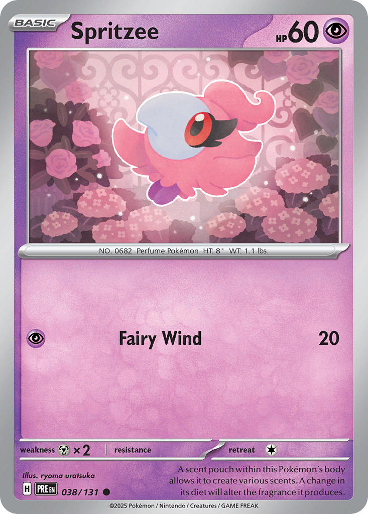 (038/131) Pokemon TCG Prismatic Evolutions: Additionals Single: Spritzee   Common (Master Ball)