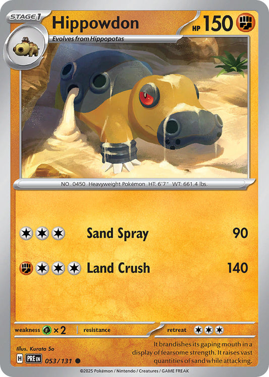 (053/131) Pokemon TCG Prismatic Evolutions: Additionals Single: Hippowdon   Common (Master Ball)