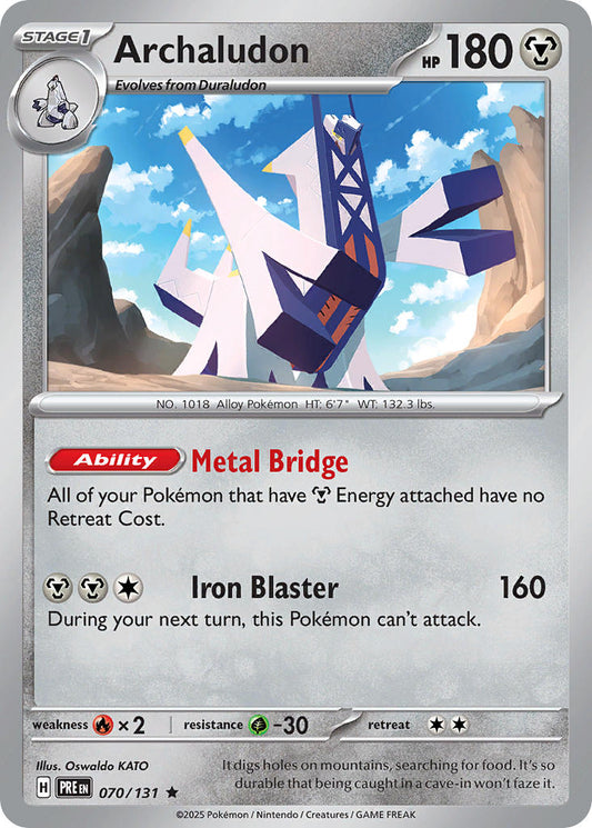 (070/131) Pokemon TCG Prismatic Evolutions: Additionals Single: Archaludon   Rare (Master Ball)