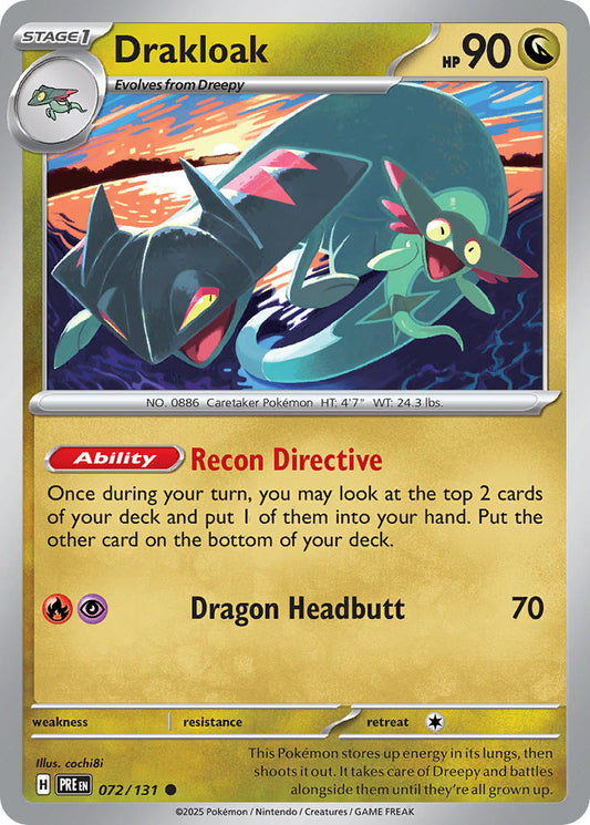 (072/131) Pokemon TCG Prismatic Evolutions: Additionals Single: Drakloak   Common (Poke Ball)