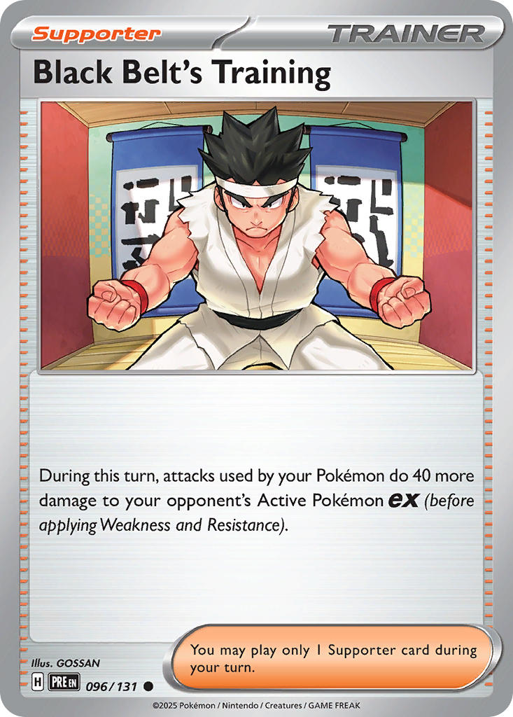 (096/131) Pokemon TCG Prismatic Evolutions: Additionals Single: Black Belt's Training  Common (Poke Ball)