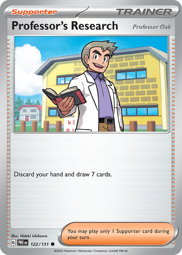 (122/131) Pokemon TCG Prismatic Evolutions Single: Professor's Research - Professor Oak  Common