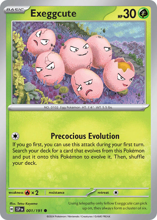 (001/191) Pokemon TCG Surging Sparks Single: Exeggcute  Reverse Holo Common