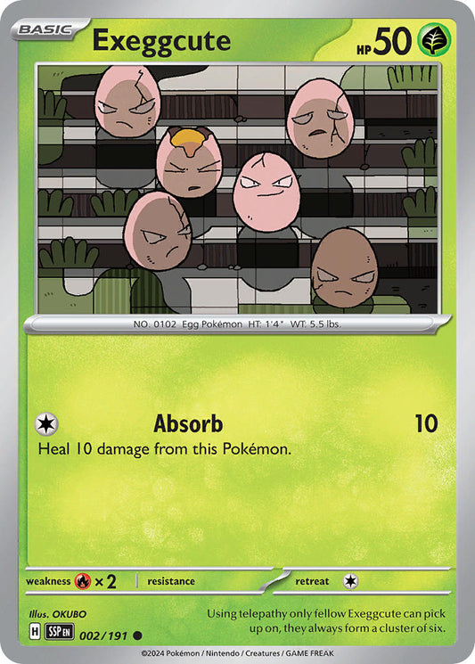 (002/191) Pokemon TCG Surging Sparks Single: Exeggcute  Reverse Holo Common